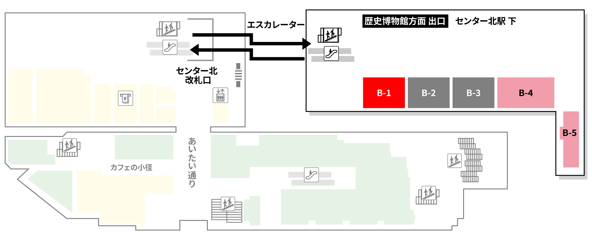 B-1の場所を示したフロアマップ