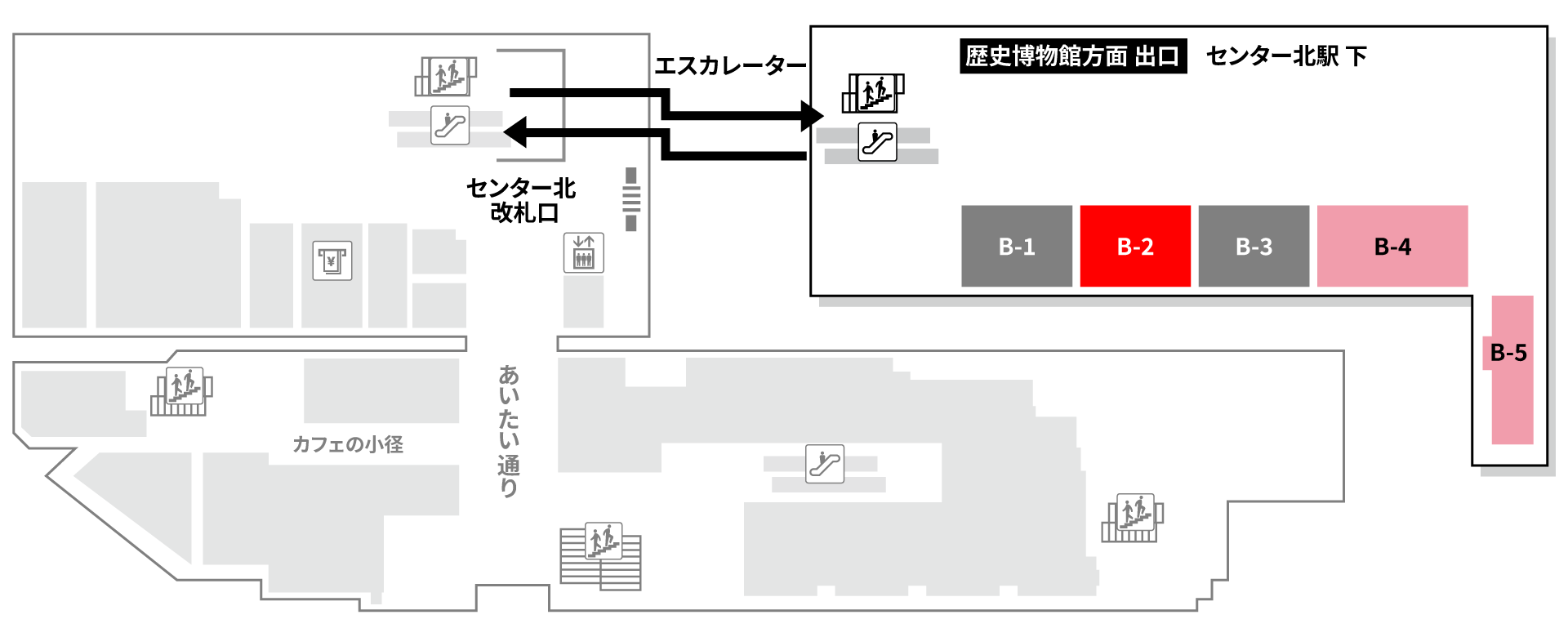 B-2の場所を示したフロアマップ