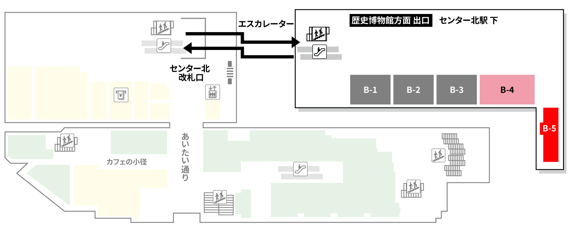 B-5の場所を示したフロアマップ