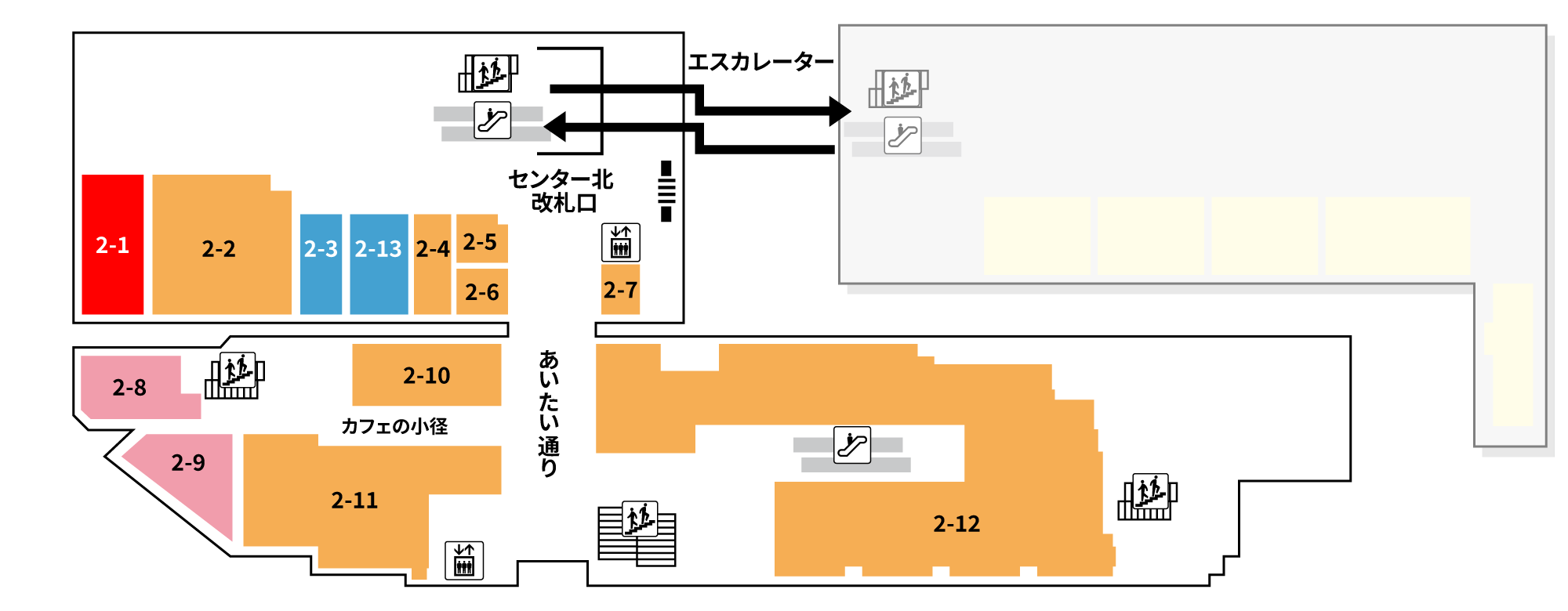 2-1の場所を示したフロアマップ