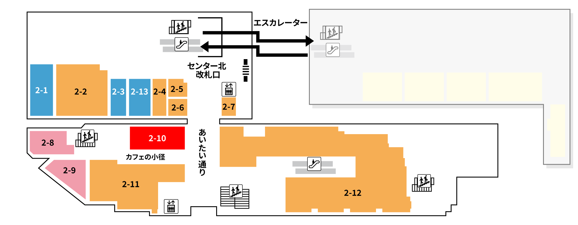 2-10の場所を示したフロアマップ