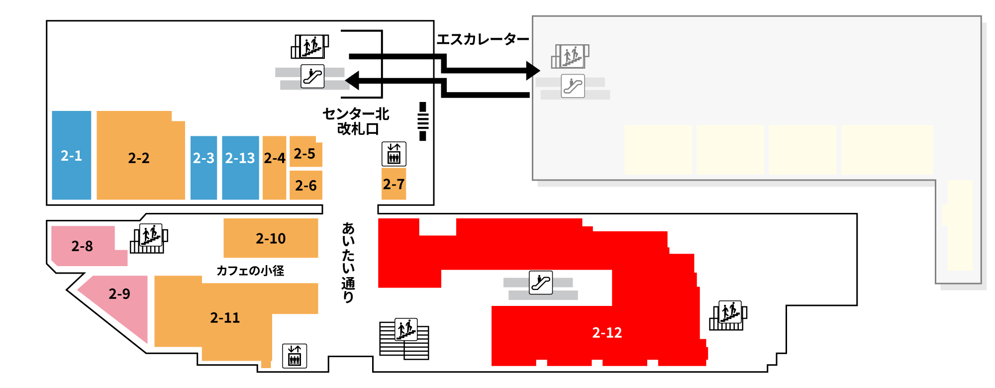 2-12の場所を示したフロアマップ
