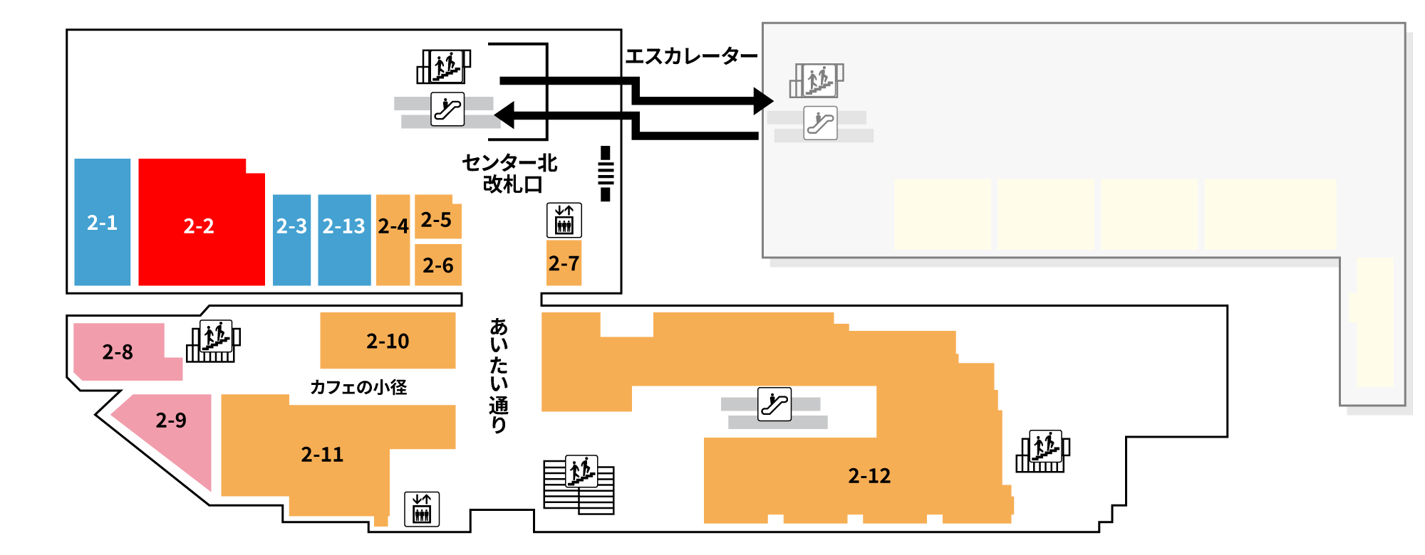 2-2の場所を示したフロアマップ
