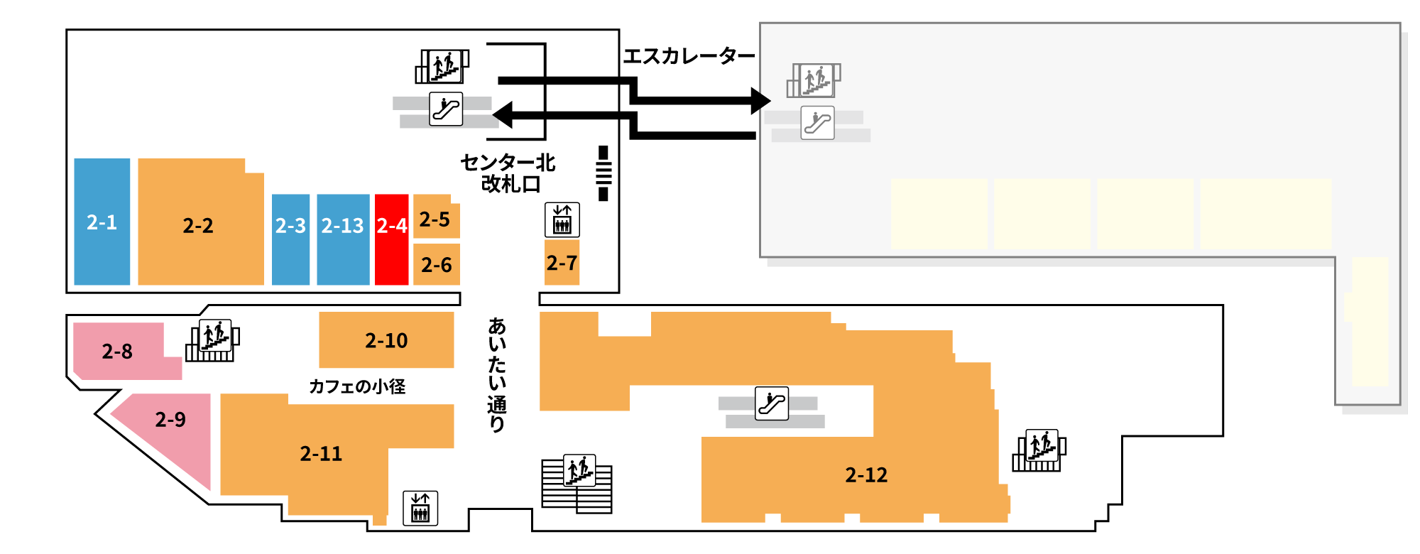 2-4の場所を示したフロアマップ