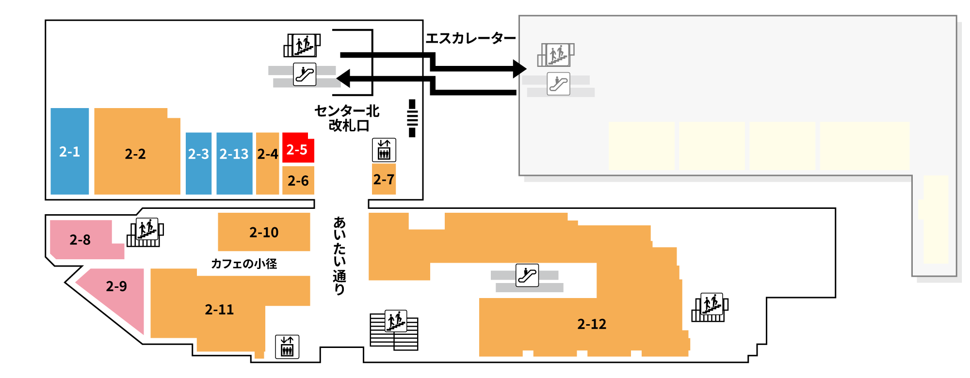 2-5の場所を示したフロアマップ