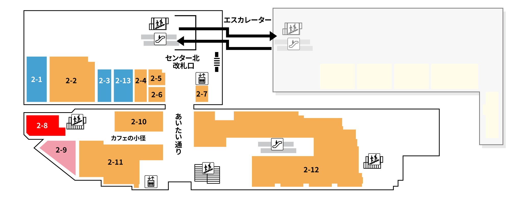 2-8の場所を示したフロアマップ